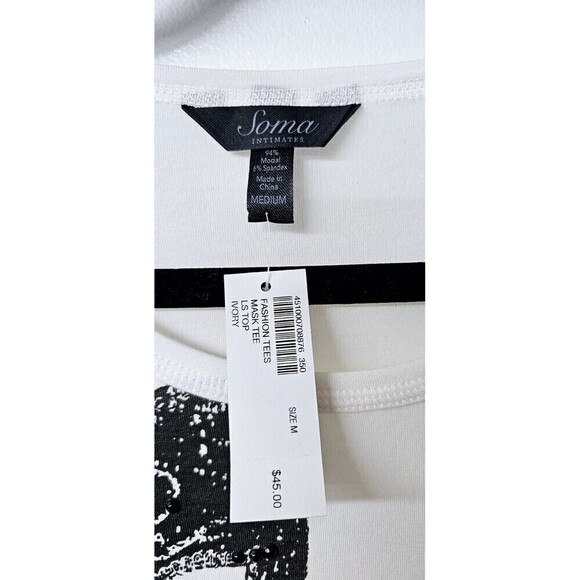 SOMA Intimates Ivory Mask Long Sleeve Pullover Women Shirt (M) NWT $45 - Picture 2 of 3